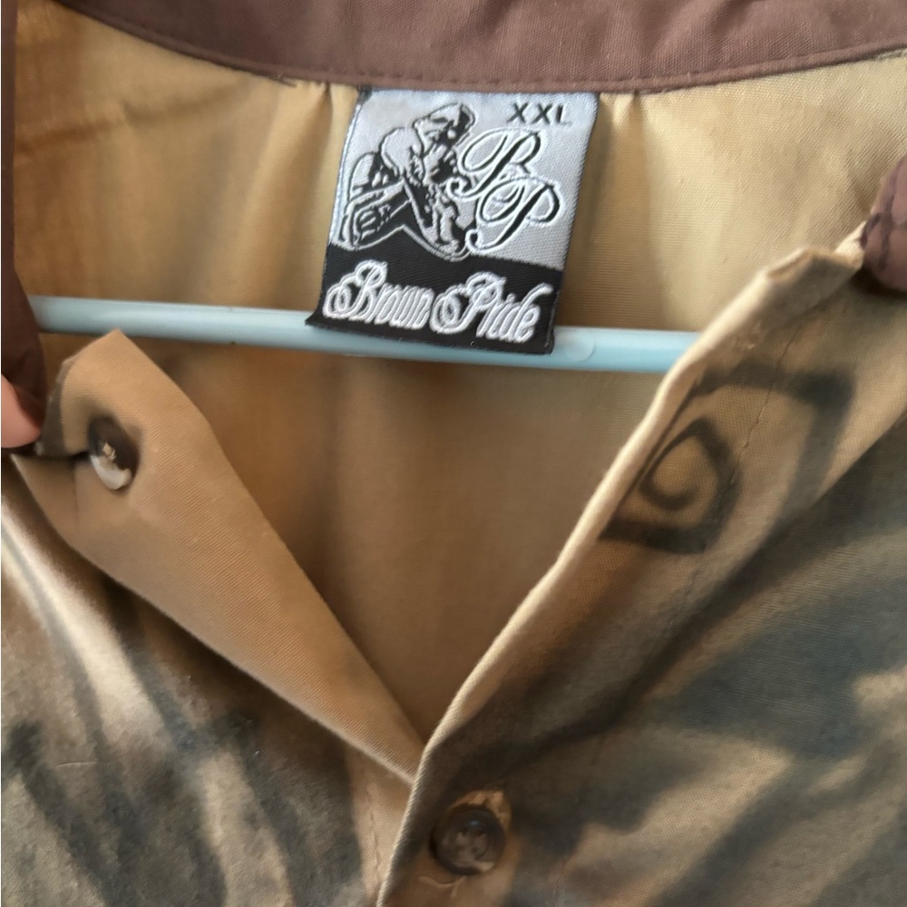 Brown pride button up nice 90s shirt might be a XXL but it’s a nice baggy shirt